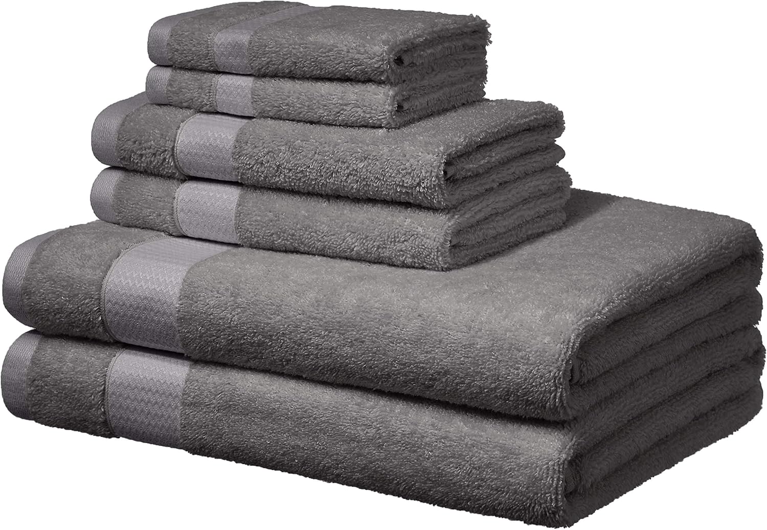 Basics Everyday Bath Towels, 6 Piece Set, Powder Grey, 100% Soft Cotton, Durable: Home & Kitchen