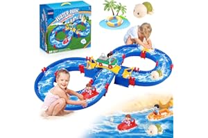 BLOCKPRO Upgraded Water Table for Toddlers 1-3 & Kids 4-8, Outdoor Water Play Activity Toys with Swimming Turtle, 2 Boats, Summer Beach Backyard Water Playset for Boys Girls