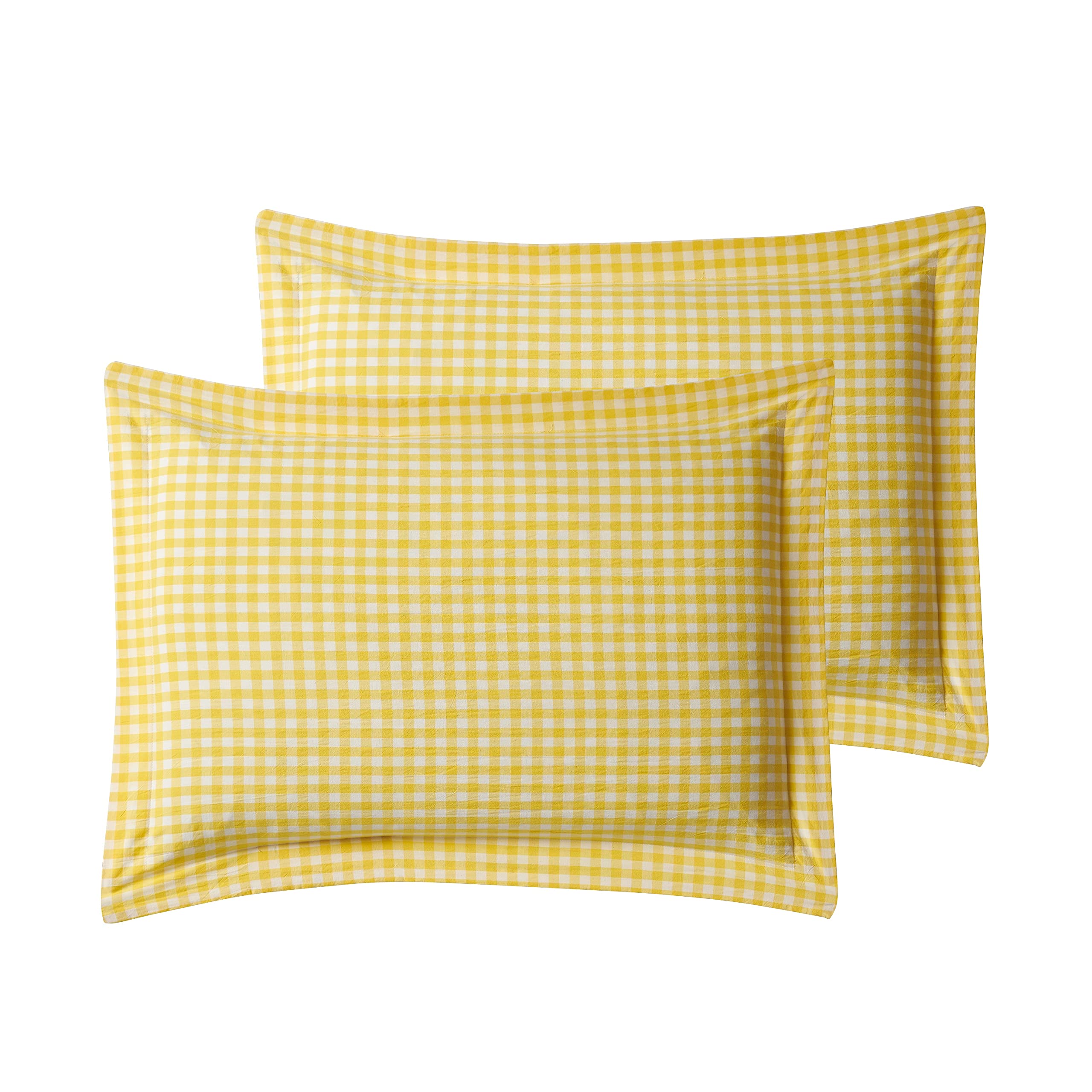 Photo 1 of 100% Cotton Pillowcases – Pack of 2, Breathable Checkered Pattern, Standard Size, Envelope Closure, Soft & Durable- Sunflower Yellow
