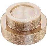 I00000 102PCS Gold Glitter Plastic Plates, Gold Glitter Disposable Plates Clear Plastic Party Plate Include 51 Dinner Plate 10.25" and 51 Dessert Plate 7.5" for Parties &Wedding