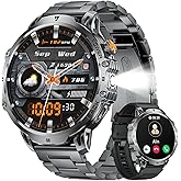 LIGE Smart Watch for Men Answer/Make Call for Android iOS, 1000mAh Battery/Flashlight, 1.85'' HD Military Smartwatch with 100+ Sports Modes, Heart Rate Sleep Monitor, IP68 Waterproof Fitness Tracker