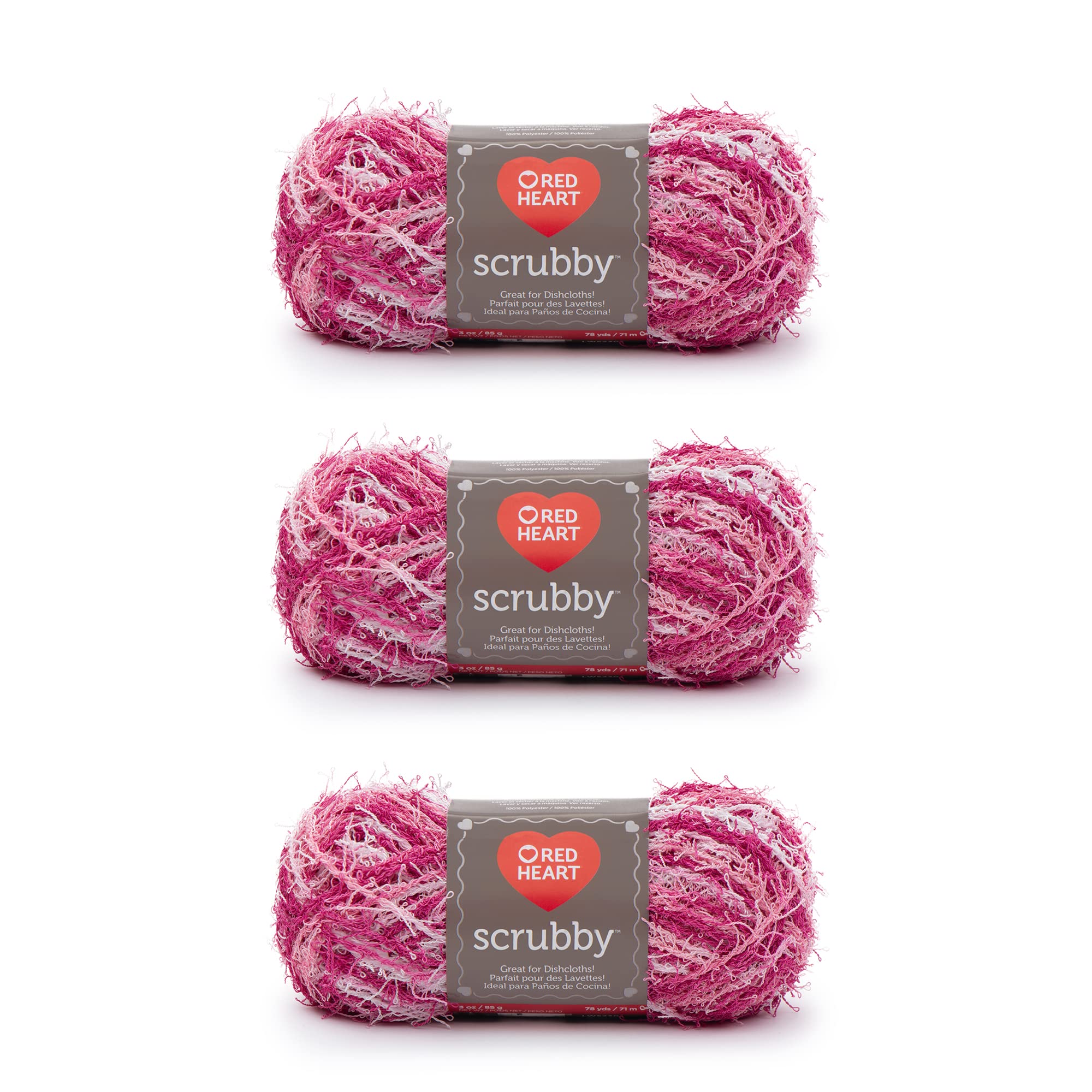 Red Heart Scrubby Yarn, 3 Pack, Candy 3 Count
