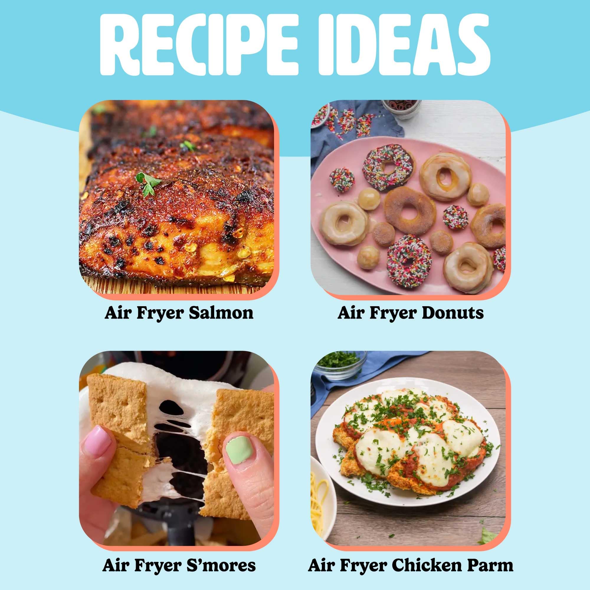 Tasty Freidora de aire personal, comidas más saludables en minutos, control de temperatura ajustable hasta 400°F, diseño fácil de usar, canasta y bandeja antiadherentes fabricadas sin PFAS, PFOA, PFOS y PTFE, 900 vatios, 2 cuartos, blanca