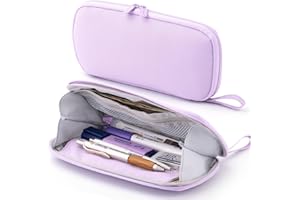 ANGOOBABY Pencil Case Wide Opening Durable Pen Pouch Lightweight Portable Pencil Bag with Handle for School Teen Girl Boy Men Women Adults Purple