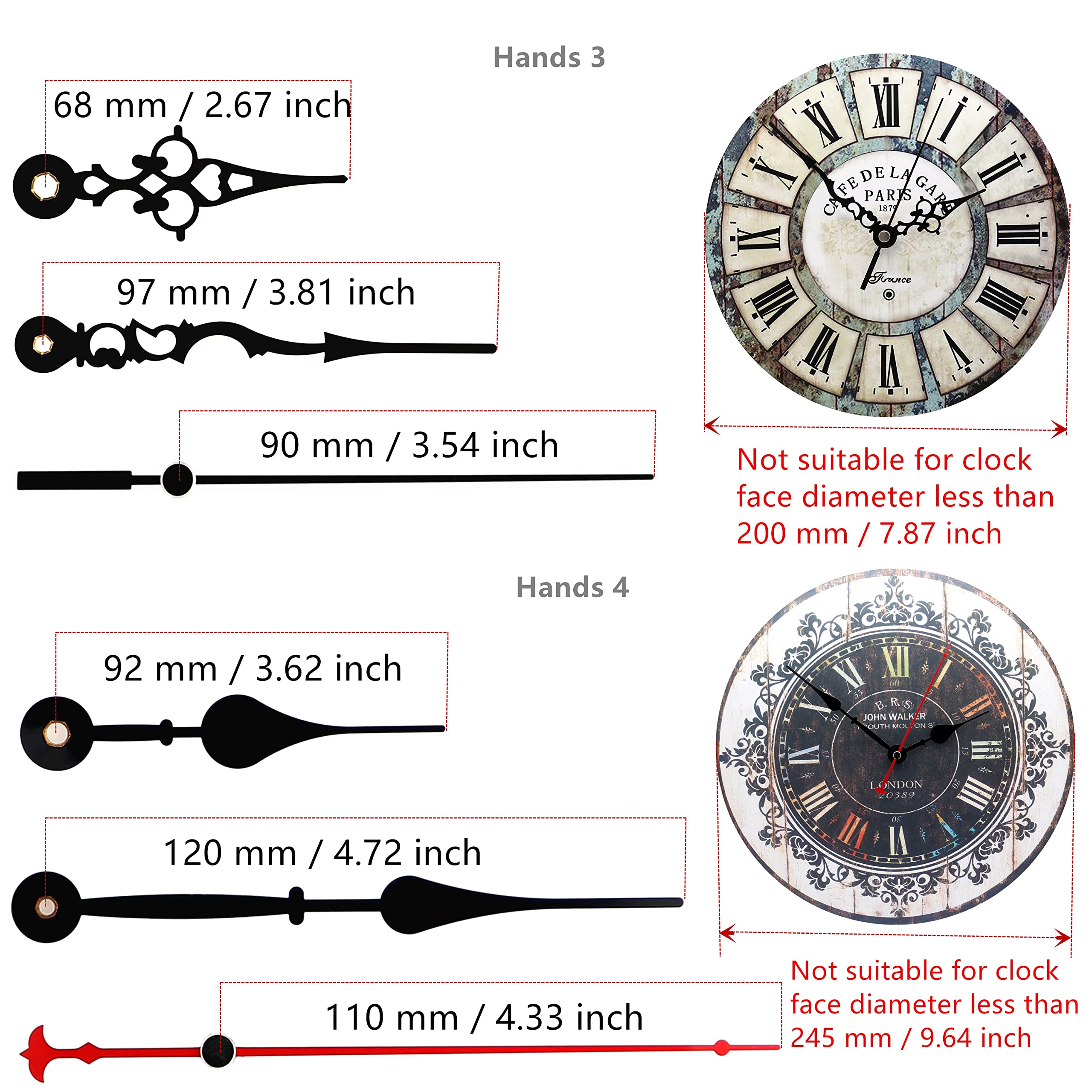 TIKROUND Youngtown 12888 Clock Movement, 13.5mm Shaft, 5.5mm Thread, White