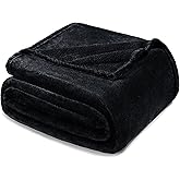 Exclusivo Mezcla Fleece Blankets Queen Size for Bed, Super Soft and Warm, All Season, Cozy, Plush, Lightweight, 90x90 Inches, Black