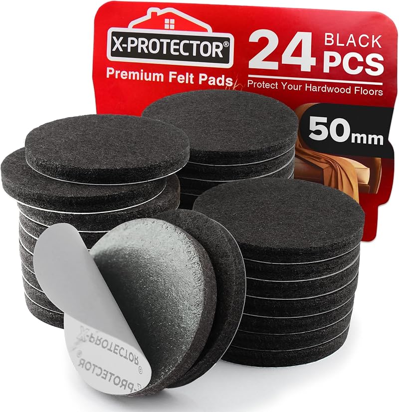 X-Protector Felt Furniture Pads 50mm 24 Pcs Premium Floor Protectors