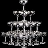 Potchen 100 Pcs Plastic Champagne Party Glasses 5 oz Clear Disposable Champagne Glasses Stackable Acrylic Martini Flutes Unbreakable Margarita Coupe for Wedding Birthday Party Bar (Elegant)