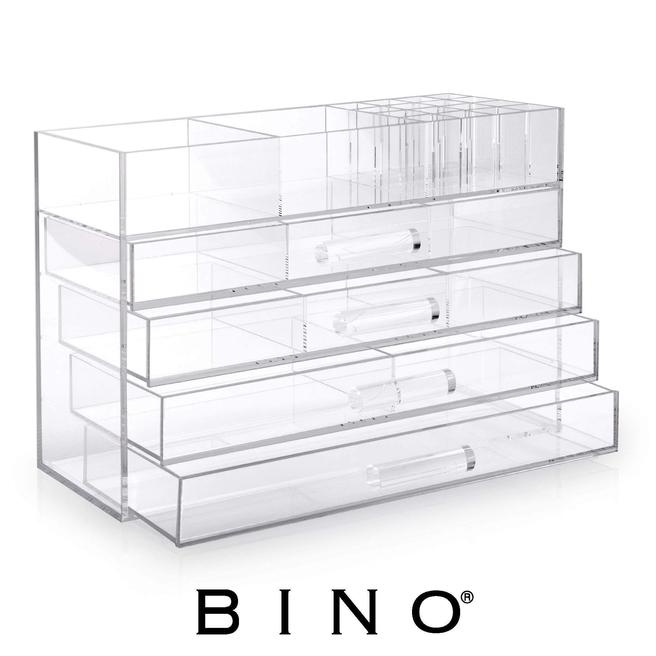 BINO Acrylic Jewelry and Makeup Chest Organizer with 4 Divided