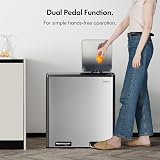 VonHaus 60L Double Kitchen Bin Stainless Steel Two Section Recycling Bin view 3