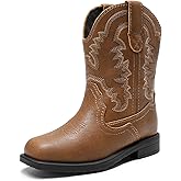 DREAM PAIRS Toddler Little Boys Girls Cowboy Boots Kids Western Square Toe Riding Mid Calf Boots