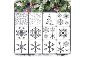 YANROOM Snowflake Christmas Stencils for Painting Reusable Snow Stencil for Cookies Wood Crafts Shirts Card Making Home Wall Art Decor (12 Snow)