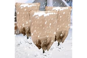 LIAYCCO 3PCs Burlap Fabric Plant Bags - 24 X 40 Inch Winter Plant Cover Freeze Protection, Reusable Burlap Sacks Plant Frost Cloth for Outdoor Plants, Cold Weather Tree Wrap for Trees, Bushes & Garden