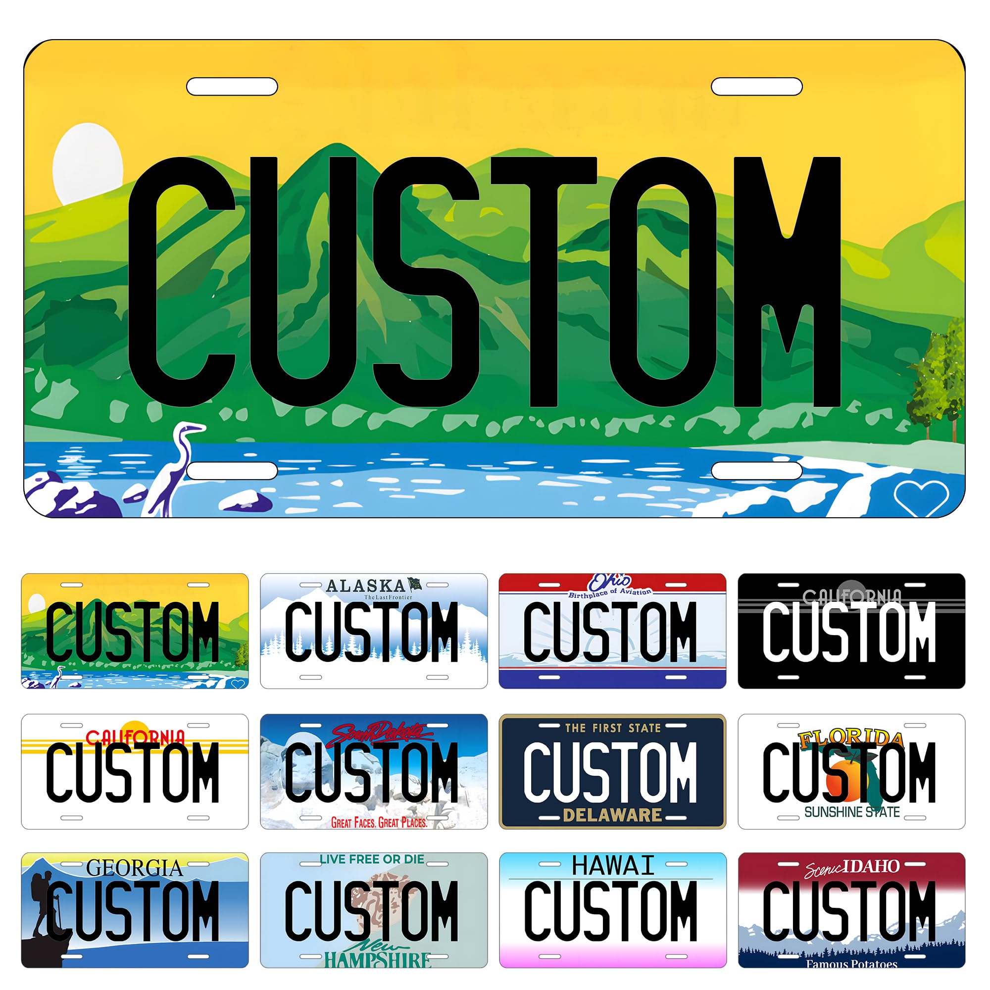 Metal Custom License Plate for Alabama - 6x12 Inch