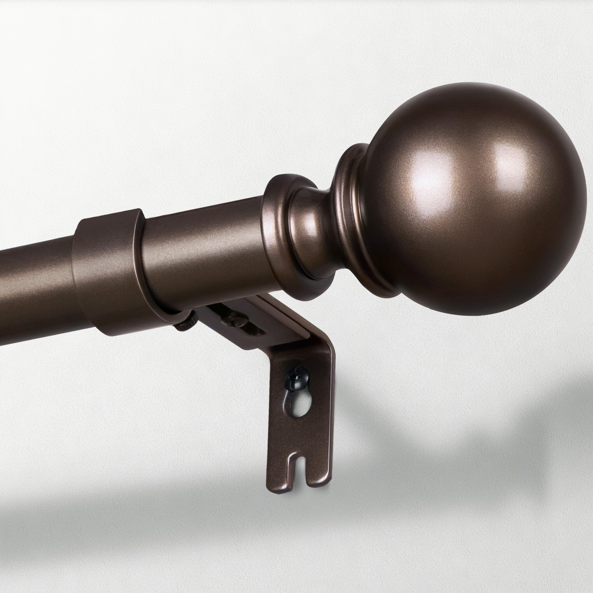 Photo 1 of Zeerobee Curtain Rods for Windows 16 to 24, 1 Inch Adjustable Heavy Duty Bronze Curtain Rod, Outdoor Indoor Room Divider Modern Drapery Pole, 16-24"