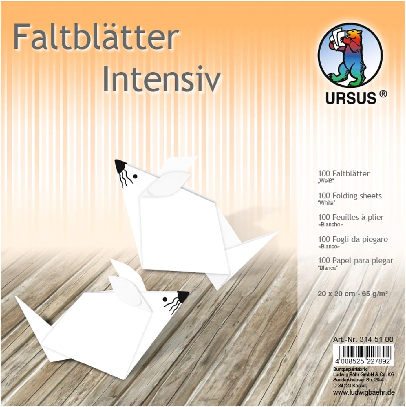 Ursus 3145100 Uni Folding Sheets 65 g/sqm/20 x 20 cm 100 Sheets White