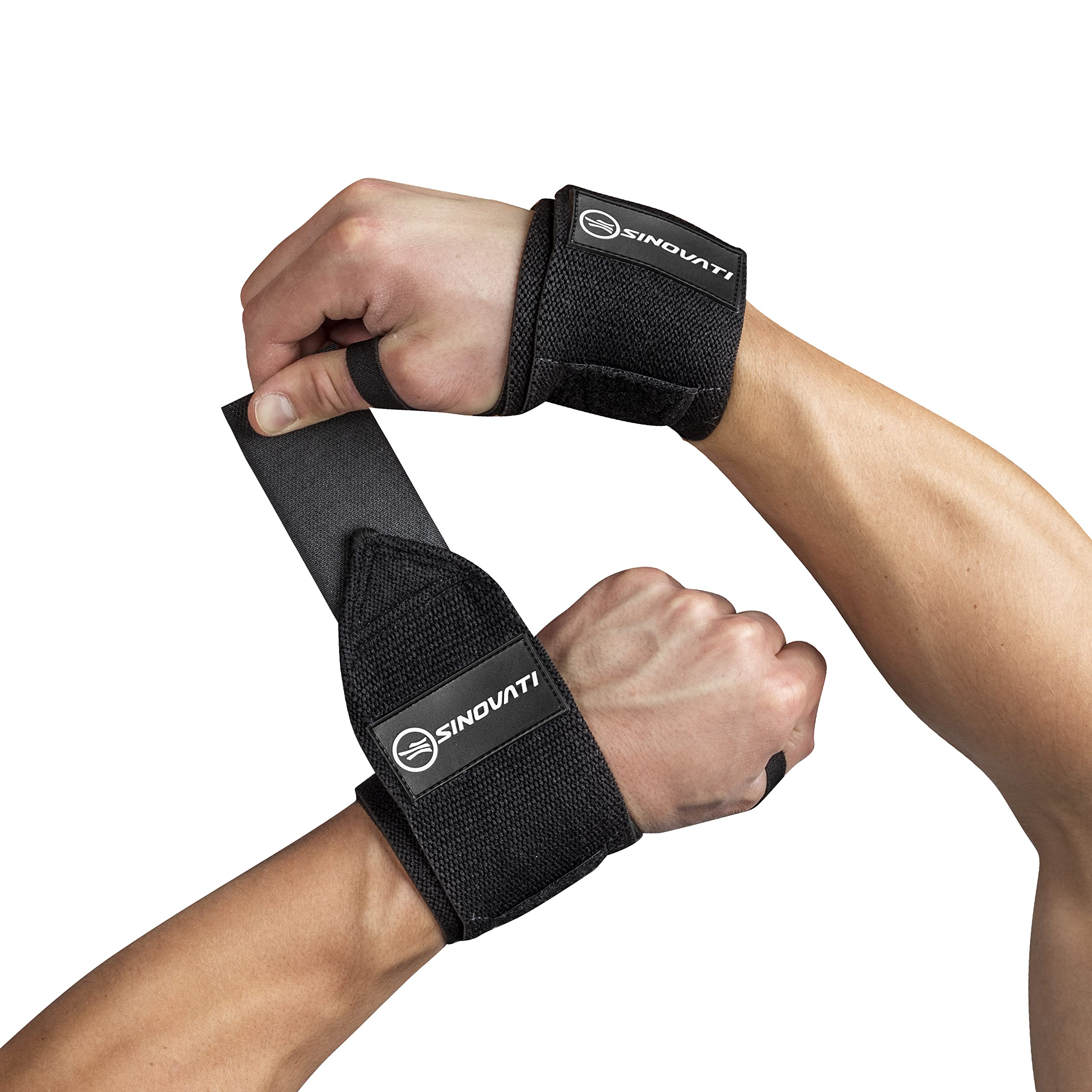 SINOVATI® Wrist Wraps Wrist Wraps Wrist Bandage for Fitness, Crossfit, Powerlifting, Bodybuilding, Strength Sports & Gymnastics Women and Men (Strong, Black)