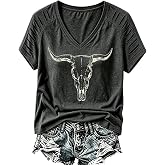 DADSHERO Women's Country Concert Shirt V-Neck Graphic T-Shirts