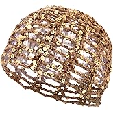 RACCUUP Summer Glitter Sequin Beanie Boho Hollow Out Crochet Hat for Women Beach Travel Party