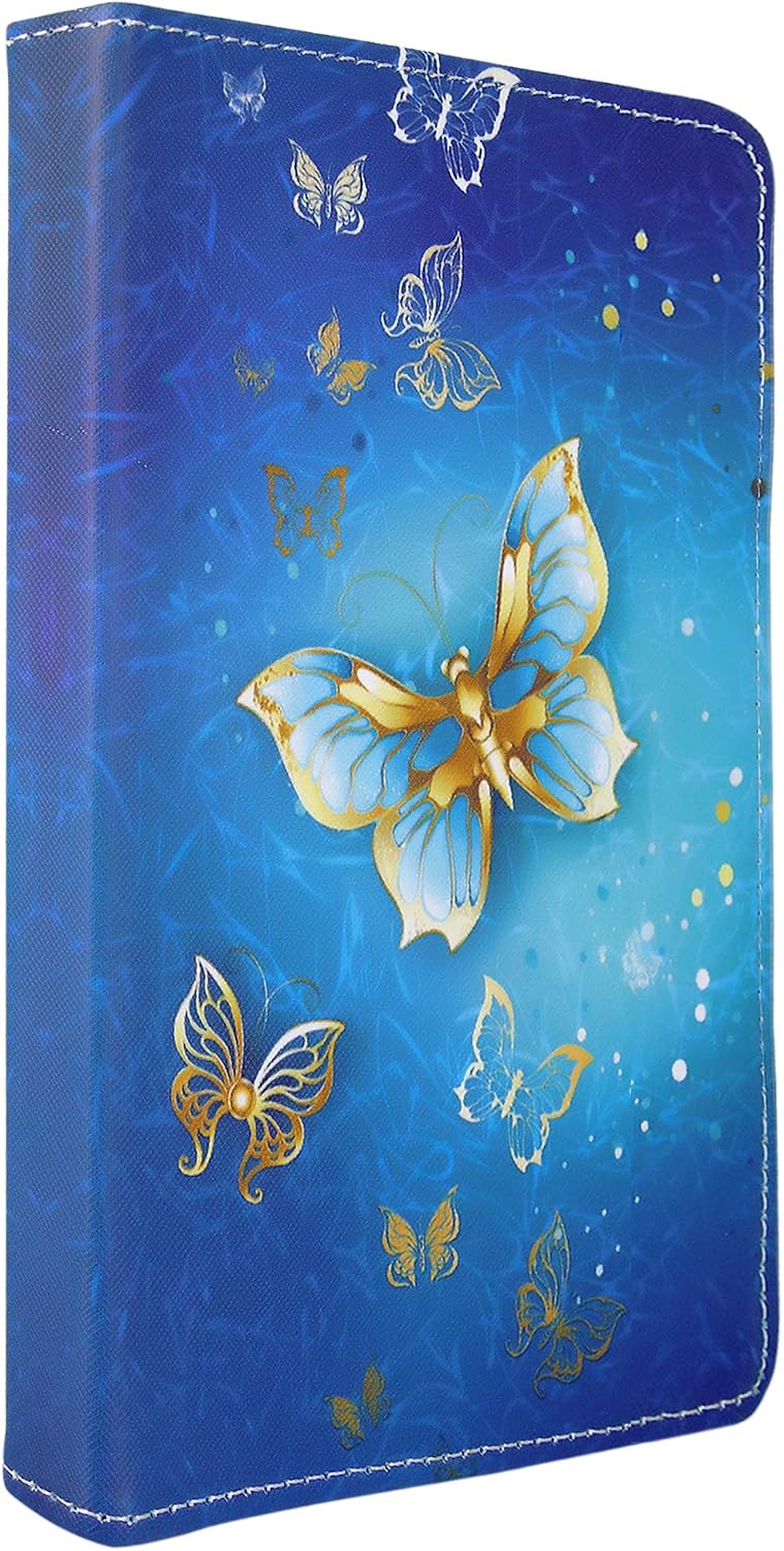 Universal 360° Rotational Colourful Various PU Leather Stand Case Cover Fits All 7" Inch Android Tablets tab devices + Free Stylus Pen (Butterfly Gold Case Cover) - Image 3