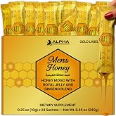 Mens Gold Honey With Royal Jelly &amp; Ginseng, Honey Packets for Men, 24, 10g | Extra Strength, Easy-to-Use, Quality Individual Honey Pack - Raw &amp; Natural Energy &amp; Power Supplement, No Added Sugar