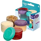 Sistema 4-Piece Salad Dressing and Condiment Containers with Lids for Lunch