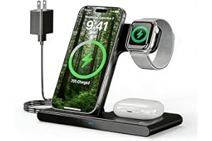 Foldable Wireless Charger Stand for Apple: Fast 3-in-1 Charging Station for iPhone 17 16e 16 15 14 13 12 Pro Max, Apple Watch