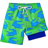 LuLurKiddo Boys Swim Trunks with Compression Liner Bathing Suit Quick Dry Swim Shorts for Kids 6-16 Years