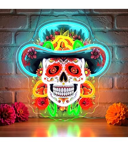 Amazon.com : Sugar Skull Neon Sign Sugar Skull Mexican LED Light