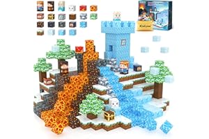 KIDIYEE Magnetic Blocks - Build Mine Magnet World Ice Lava Set, Vibrant Colorful Building Blocks with Ultra Magnet Strength for Kids Ages 3-8, STEM Toys Creative Gifts for 3+ Year Old Boys Girls (100PCS/0.8")