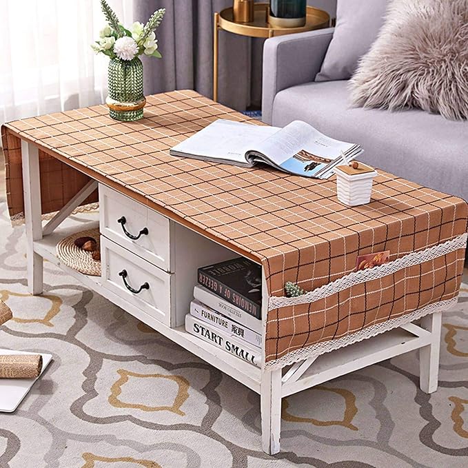 Japanese Coffee Table Tablecloth,Modern Table Cover,rectangle Lattice Coffee Table Mat,With Side