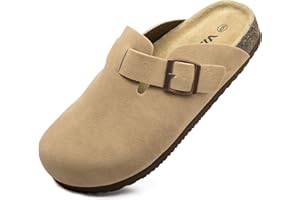 Vayfio Suede Clogs Potato Shoes Cork Footbed Sandals Comfort Mules with Arch Support Slip On Slippers
