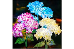 TONULAX Solar Garden Lights - 3 Pack Upgraded Version Outdoor Lights, Colorful Hydrangea Flower Light for Yard Decor, Garden Decoration, Two Lightning Modes & Enlarged Solar Panel