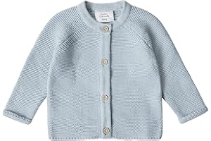 Stellou & friends 100% Cotton Baby Cardigan, Long Sleeve Knit Sweater for Kids, Unisex Tops for Infant, for Children 0-6 Yrs