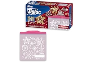 SC JOHNSON Ziploc Quart Food Storage Bags, Grip 'n Seal Technology for Easier Grip, Open, and Close, 48 Count, Holiday Designs, Packaging May Vary