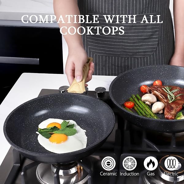 GIPP NON STICK FRYING PAN – 8″ NONSTICK PAN SKILLET WITH CERAMIC COATING,NON TOXIC FRY PANS FOR COOKING, OMELETTE PAN WITH STAY COOL HANDLE, INDUCTION COMPATIBLE, PFAS/PTFE/PFOA FREE (GRAY)