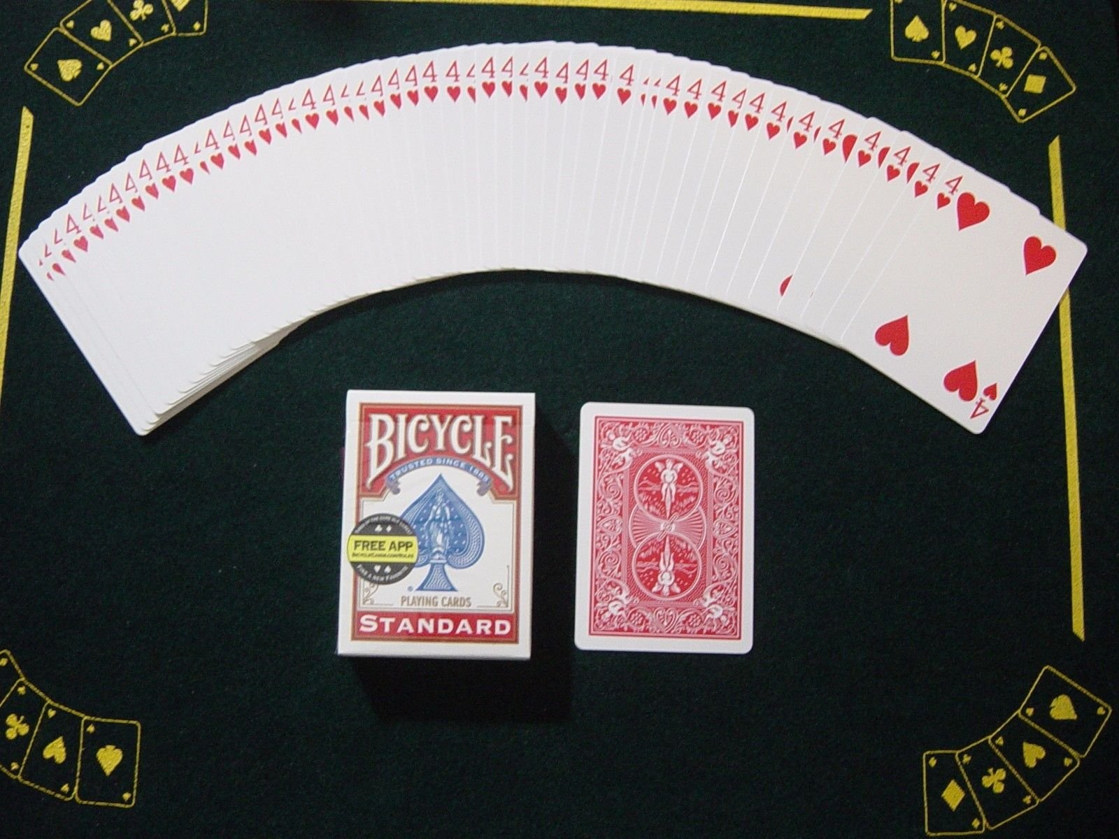 Bicycle Deck to Force (4 of Heart) (Red)