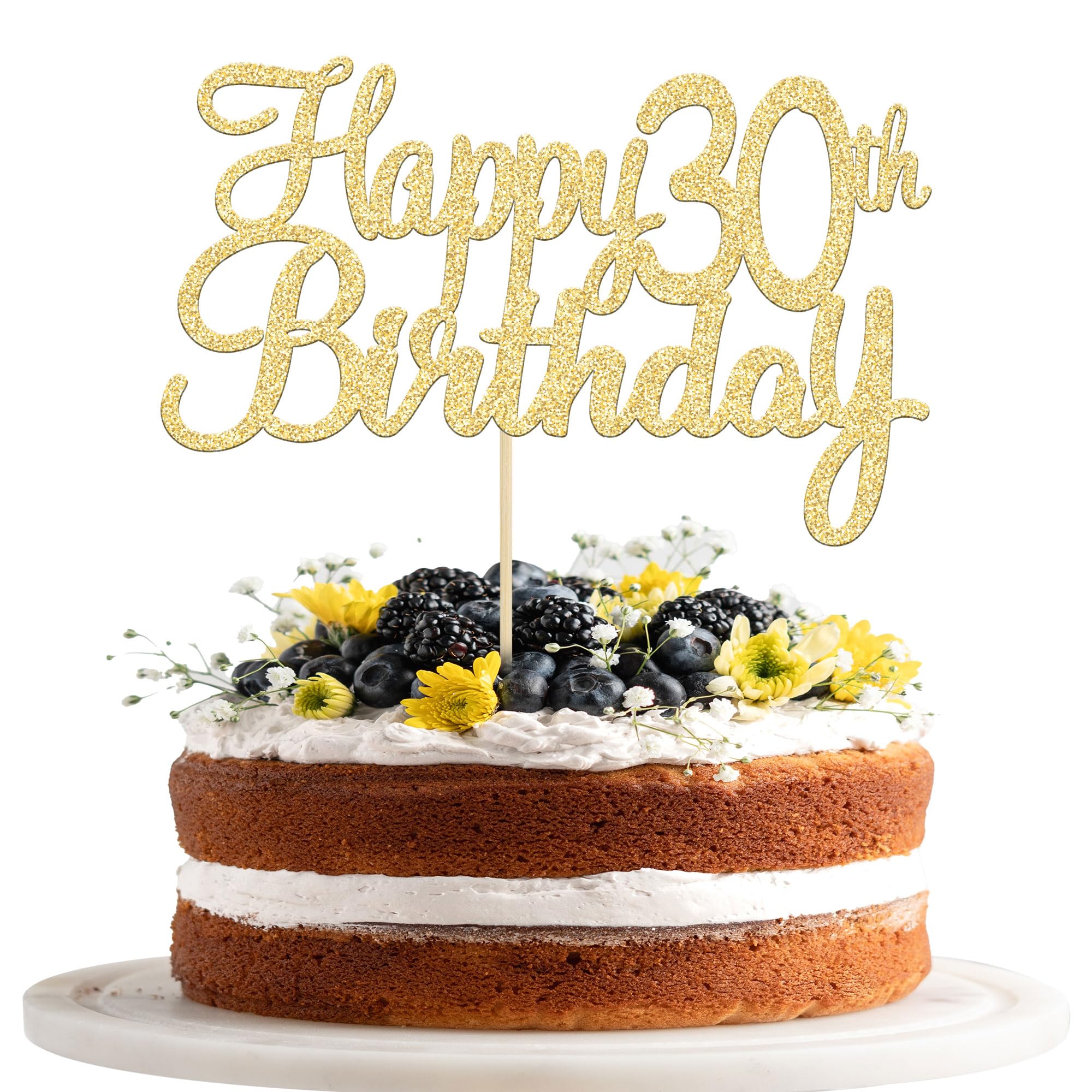 Gyufise 3 Pack Happy 30th Birthday Cake Topper Gold Glitter 30 Cupcake Topper Happy 30 Birthday Cake Decoration for 30th Cheers to 30 Birthday Party Decoration Supplies