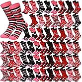 Silicherry 60 Pair Valentines Day Socks Bulk Love Heart Crew Socks Valentines Pink Socks for Women Girl Adult (Sweet)