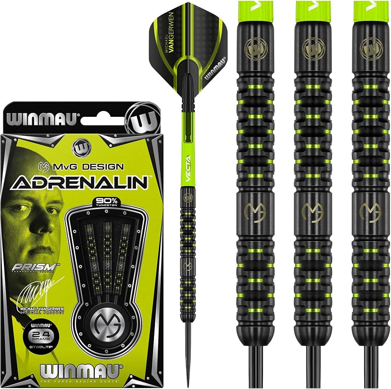 WINMAU Michael van Gerwen Adrenalin Tungsten Darts 24g Prism Flights Vecta