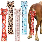 Bulyoou 4 Pcs Horse Tail Bags, 22" Stretchy Breathable Tail Bag | Tail Wrap with 2 Strands for Horses, Horse Tail Guards for Grooming, Cleanliness and Protection, Assorted Patterns