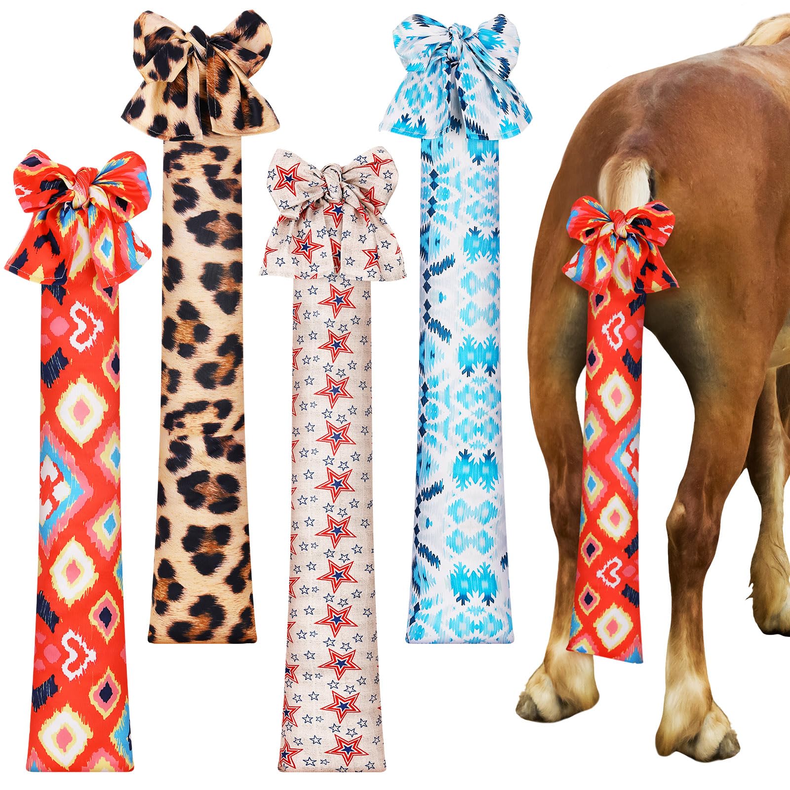 Photo 1 of Bulyoou 4 Pcs Horse Tail Bag Stretchy 22" Breathable with 2 Strands to Keep Clean and Protected Grooming Supplies