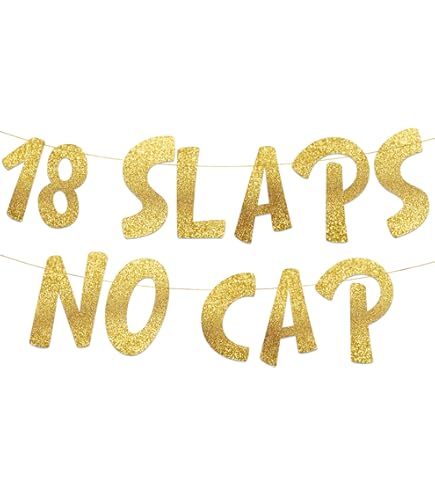15 Slaps No Cap Black Glitter Banner — Fun 15th Birthday Party Decor For Boys & Girls