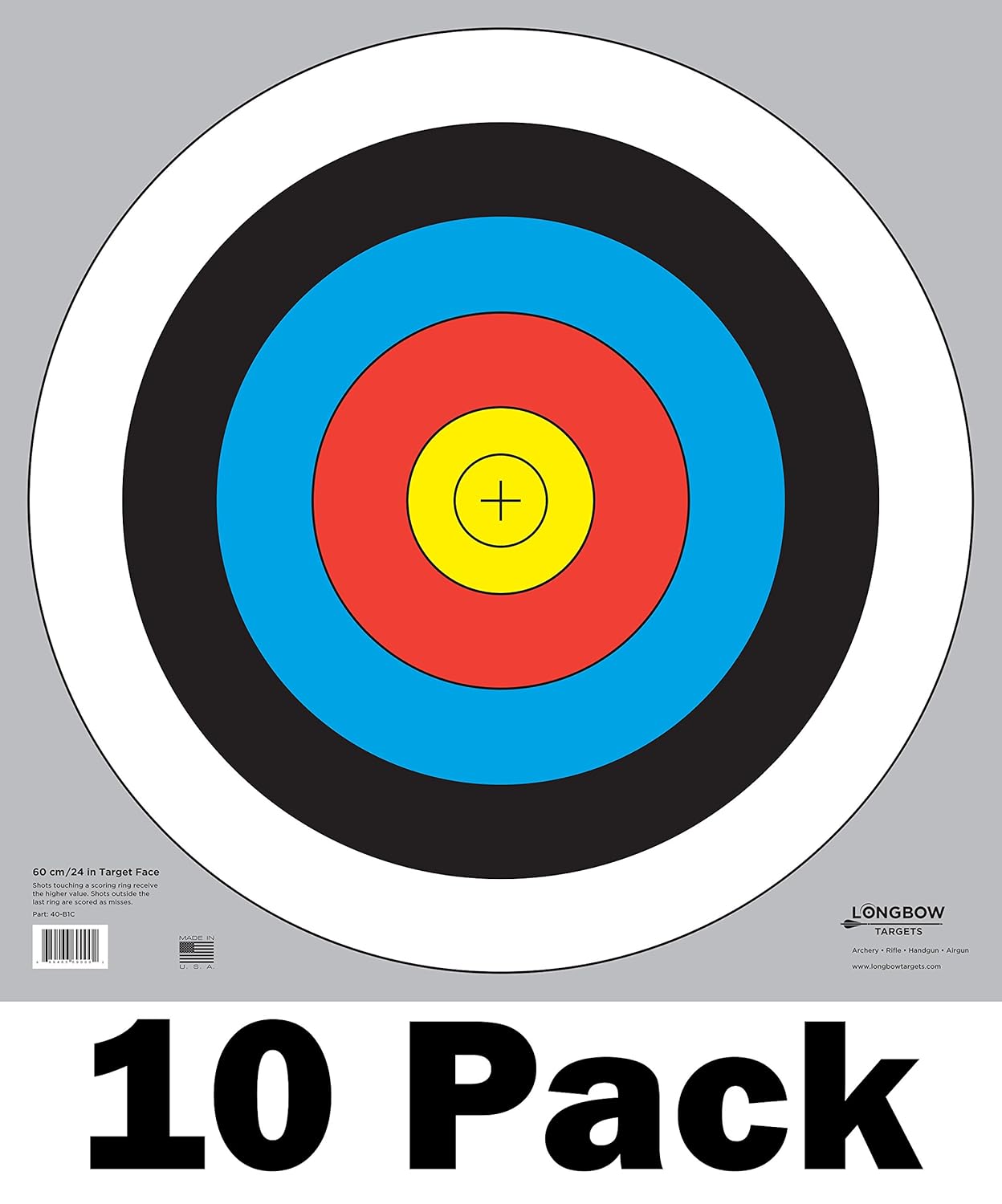 60 cm / 24 in Bullseye Archery and Gun Targets by Longbow