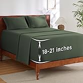 Bedsure Deep Pocket King Sheet Set - Fits Mattresses Up to 21 Inches Thick - 4 Piece GentleSoft Bed Sheets, Moisture Wicking, Soft & Cooling Bedsheet & Pillowcases, Easy & Secure Fit, Olive Green