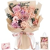 Flowers for Delivery Prime Preserved Flowers Bouquet That Last 3-5 Years Real Forever Roses Bouquet for Mom Mother Women Wife Girlfriend Anniversary Birthday Valentines Day Gifts for Her(Pink)