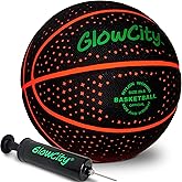 GlowCity Glow in The Dark Basketball - Size 5, 6, 7 Light Up Ball for Kids, Teens & Adults - Night Outdoor Games - Sports Birthday Gifts Ideas for Boys Ages 6 7 8 9 10 11 12 13 14 15