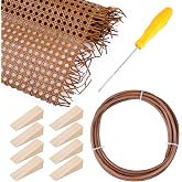 Leriton Cane Webbing Repair Kit with 3/16 Inch Spline for Chair, Brown | 14"x3.3' Cane Webbing Roll with 3/16 Inch Spline, Caning Chisel, 8 Wooden Wedges for Rattan Wicker Chair Seat Repair