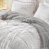 Madison Park Soft Plush Comforter Long Faux Fur Design, Mid Century, Modern All Season Down Alternative Bedding Set with Matching Sham, King/Cal King, Gia, Gray/White 3 Piece