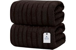 DAN RIVER Luxury Jumbo Bath Sheets 2 Piece – 550 GSM (35x70 Inches) 100% Cotton Highly Absorbent Speed Breaker Design Bath Towel Set – Super Soft Towels for Bathroom, Hotel, Spa Brown